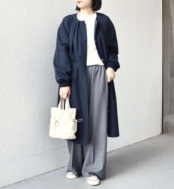 SHIPS Colors 「SHIPS Colors:〈手洗い可能〉ツイル ノーカラー タック コート◇」|ノーカラーコート|