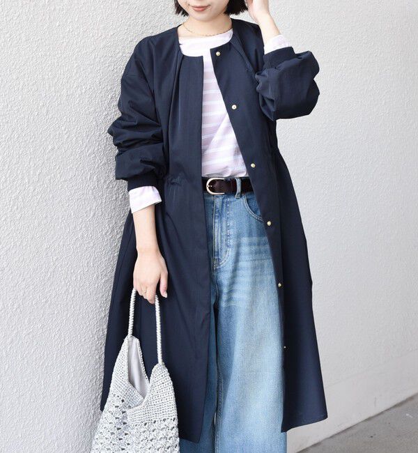 SHIPS Colors 「SHIPS Colors:〈手洗い可能〉ツイル ノーカラー タック コート◇」|ノーカラーコート|