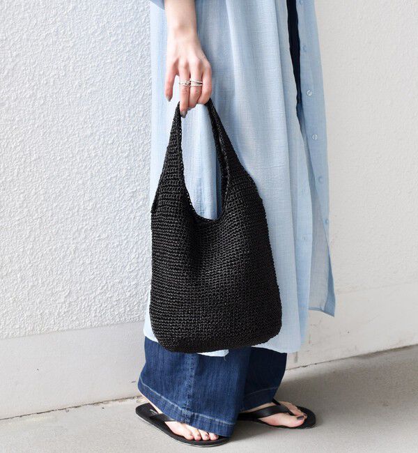 SHIPS Colors 「SHIPS Colors:メタリック コード トートバッグ◇」|かごバッグ|ブラック