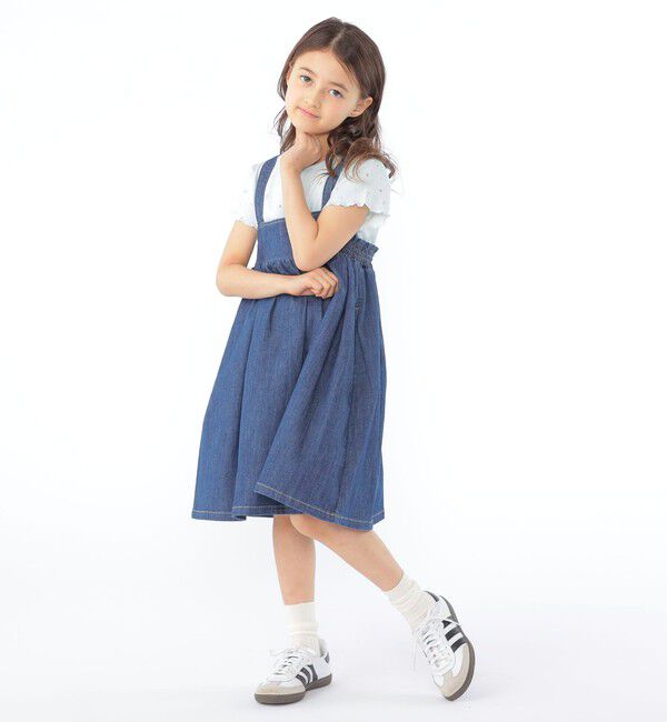SHIPS KIDS「SHIPS KIDS:100～130cm/ライトデニム ジャンパースカート」|ジャンパースカート|