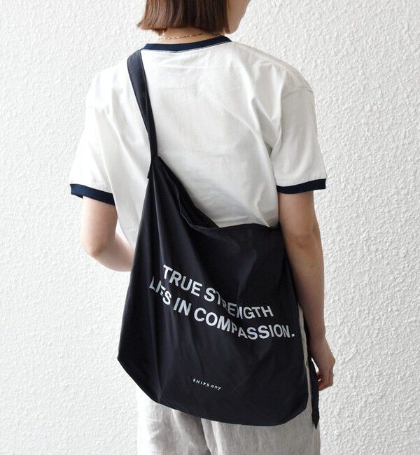 SHIPS any「SHIPS any:〈撥水加工/手洗い可能〉A4 ワンショルダー エコバッグ」|エコバッグ|ブラック