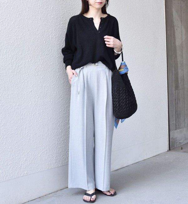 SHIPS Colors 「SHIPS Colors:〈手洗い可能〉ペーパー ライク ヘンリーネック 2WAY ニット◆」|ニット・セーター|