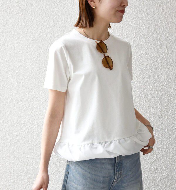 SHIPS any「《予約》SHIPS any:〈多機能/洗濯機可能〉マルチファンクション ドッキング ヘム コンパクト TEE」|Tシャツ・カットソー|