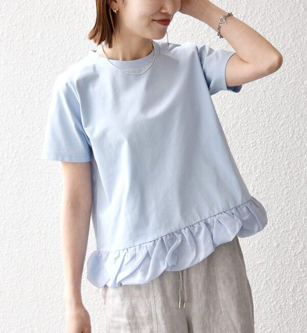 SHIPS any「《予約》SHIPS any:〈多機能/洗濯機可能〉マルチファンクション ドッキング ヘム コンパクト TEE」|Tシャツ・カットソー|