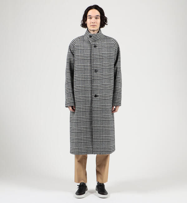 CABaN「CABaN ウールダブルフェイス グレンチェックスタンドカラーコート」|ステンカラーコート|