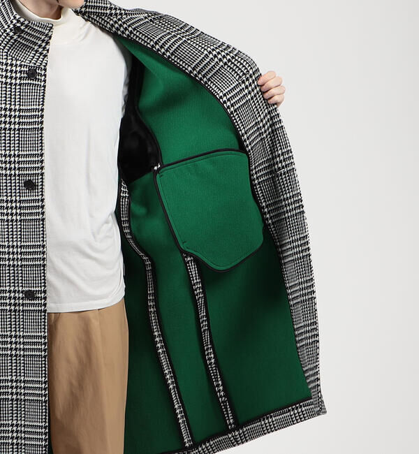 CABaN「CABaN ウールダブルフェイス グレンチェックスタンドカラーコート」|ステンカラーコート|