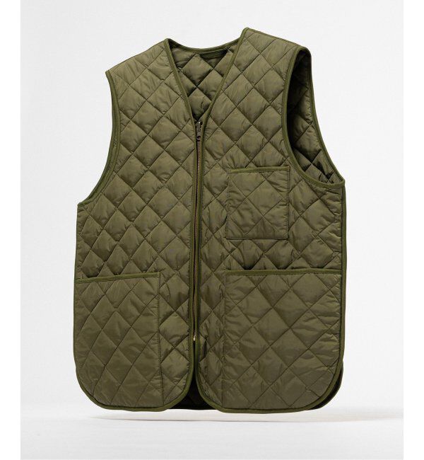 EDIFICE「Barbour for MARKAWARE & EDIFICE 別注 QUILTING VEST」|ダウン|カーキ