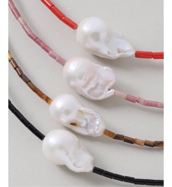 FRAMeWORK「PREEK/プリーク Baroque pearl stone line choker ネックレス」|ネックレス|