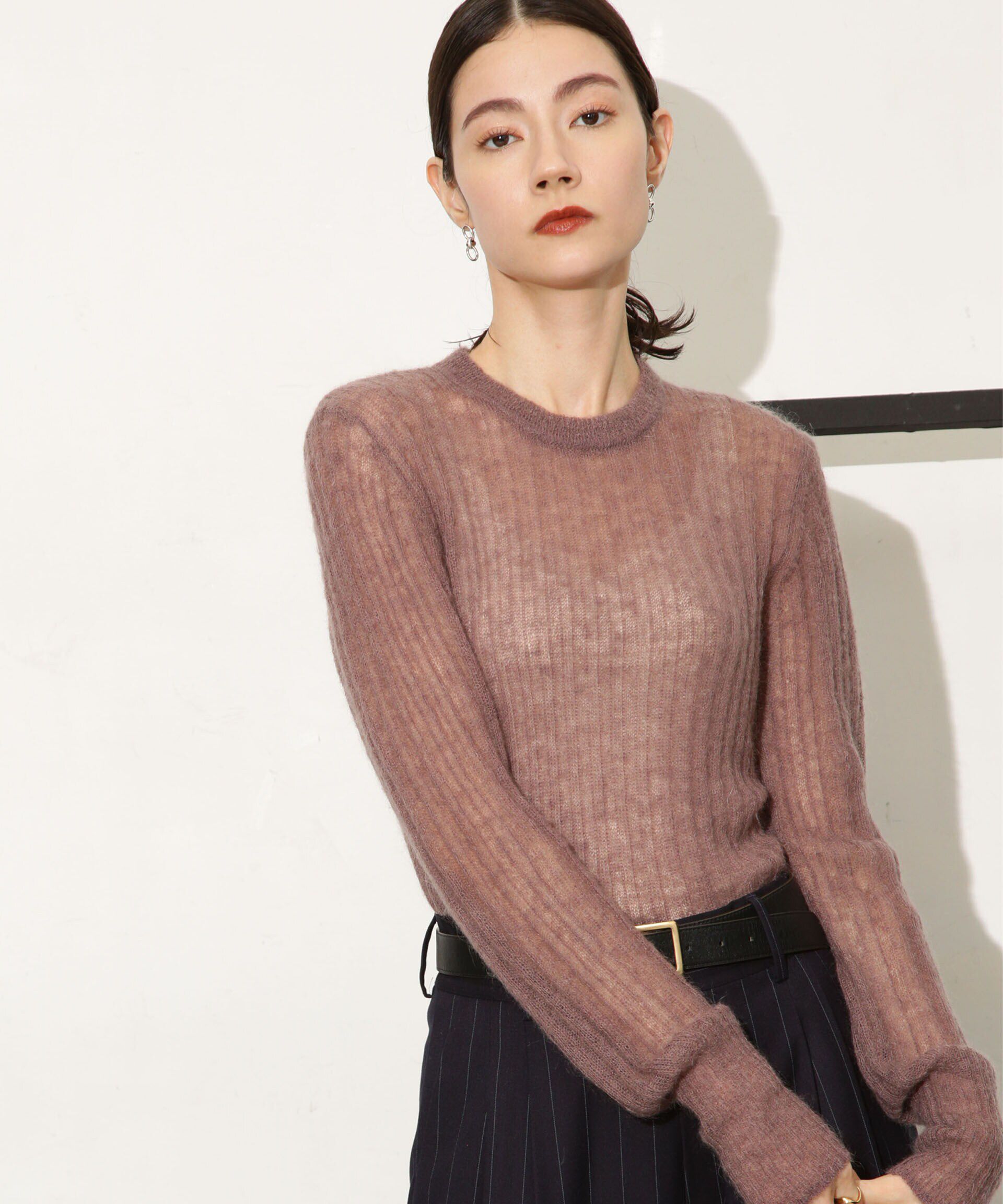 nano･universe「シアーモヘヤリブニットプルオーバー」|ニット・セーター|