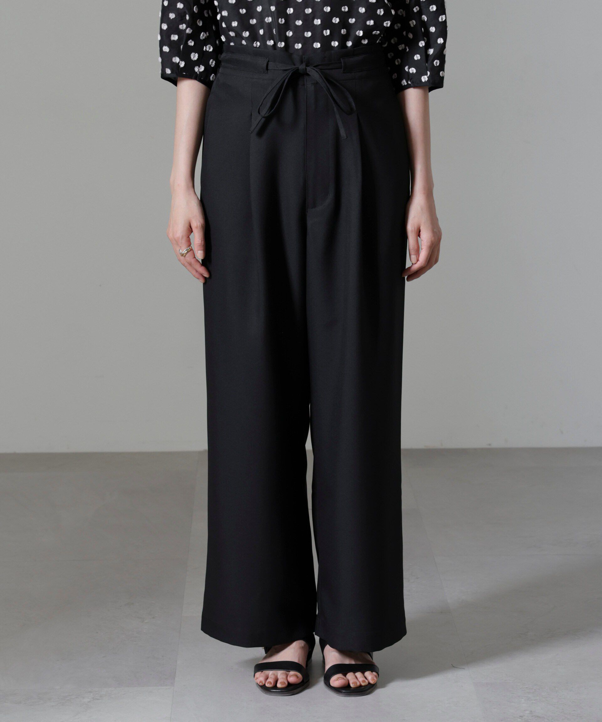 nano･universe「ウエストリボンベルトパンツ(セットアップ可)」|チノ|