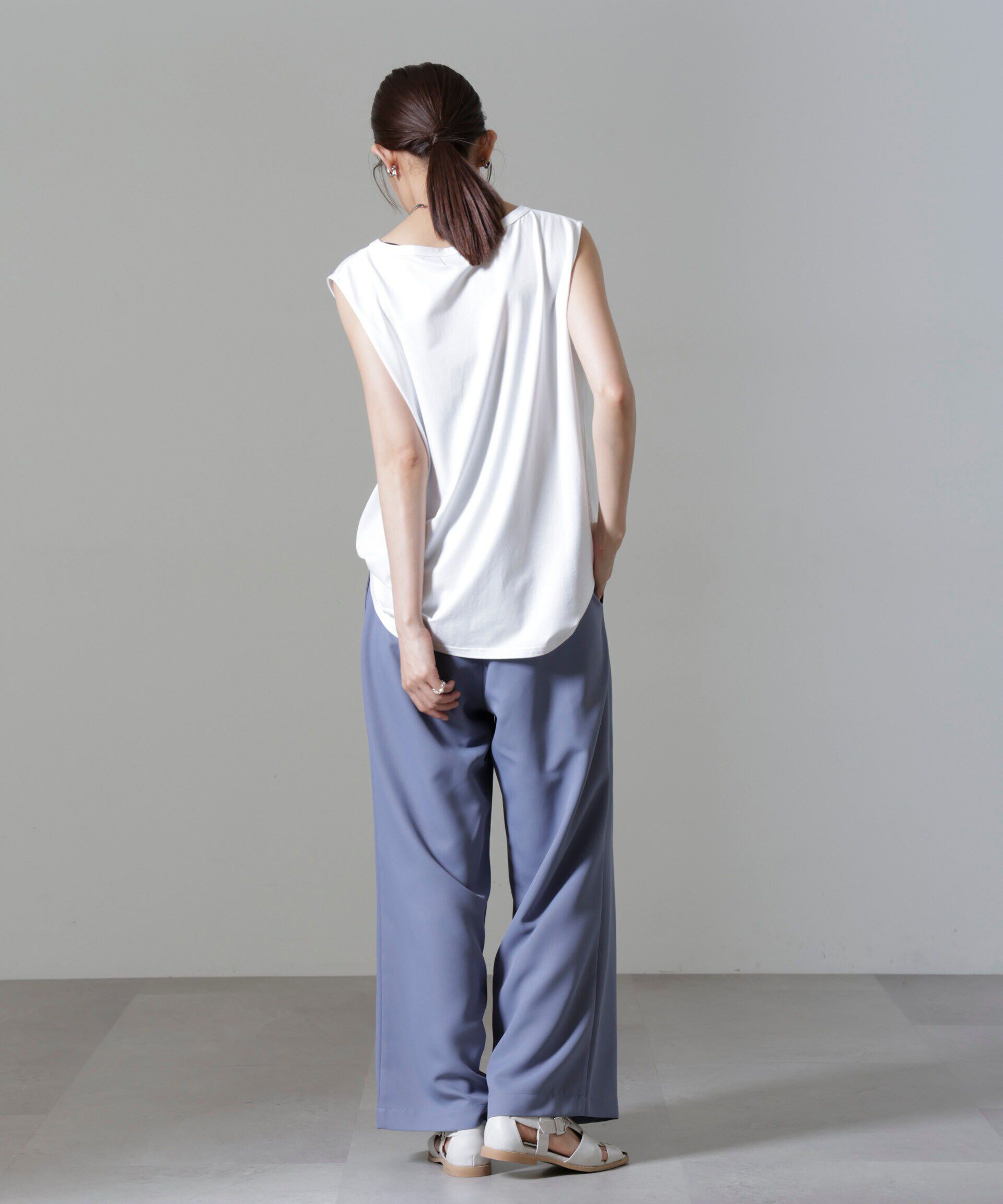 nano･universe「ウエストリボンベルトパンツ(セットアップ可)」|チノ|