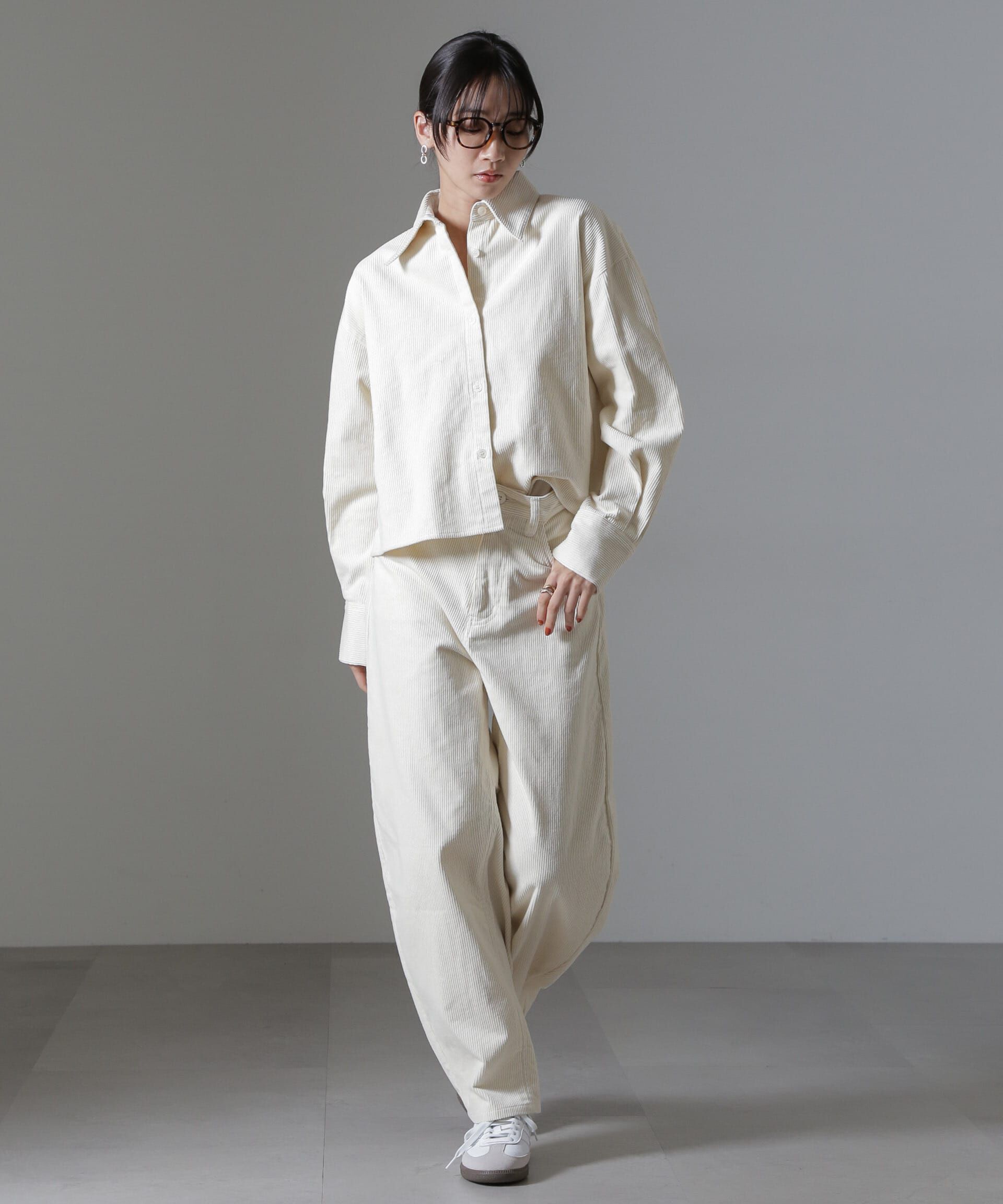 nano･universe「コーデュロイワイドカーブパンツ（セットアップ可）」|チノ|