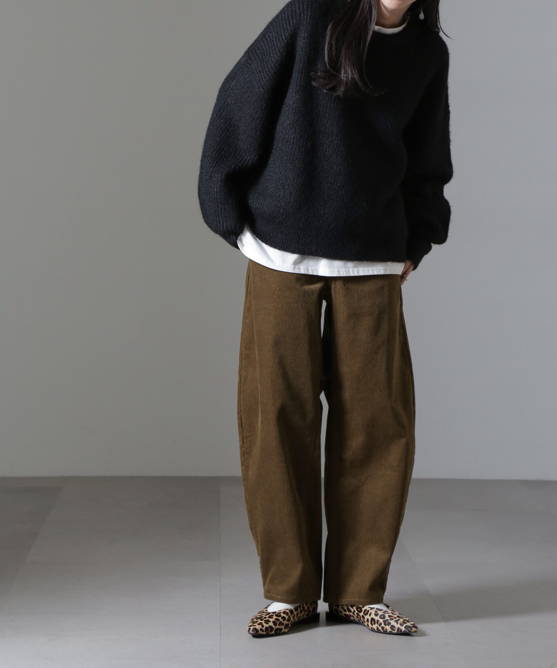nano･universe「コーデュロイワイドカーブパンツ（セットアップ可）」|チノ|カーキ
