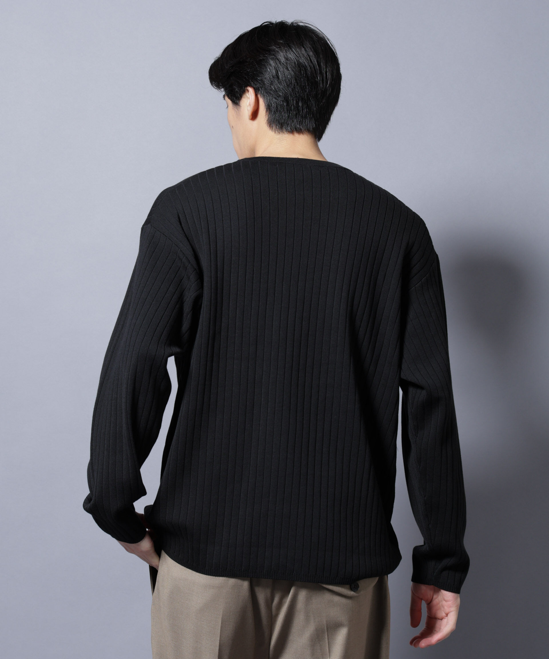 nano･universe「CICA&UVカット リブニットクルーネック」|ニット・セーター|