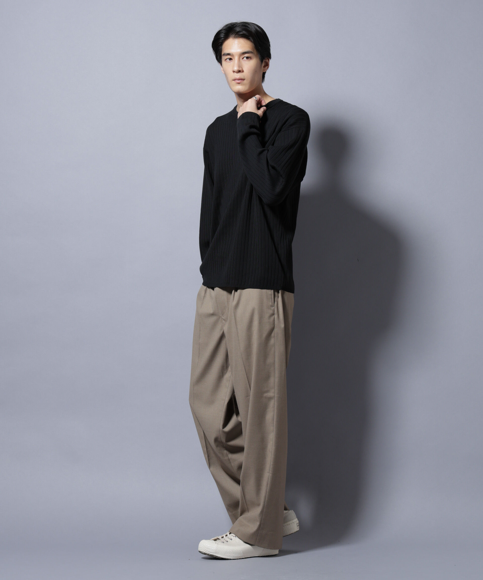 nano･universe「CICA&UVカット リブニットクルーネック」|ニット・セーター|