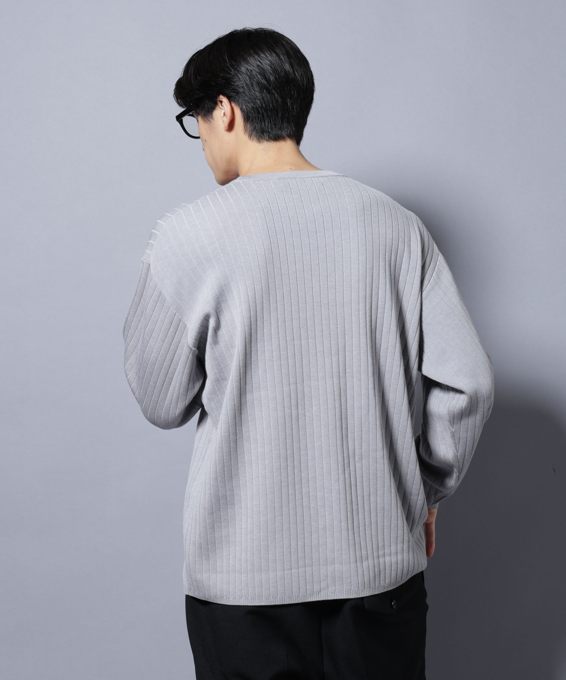 nano･universe「CICA&UVカット リブニットクルーネック」|ニット・セーター|