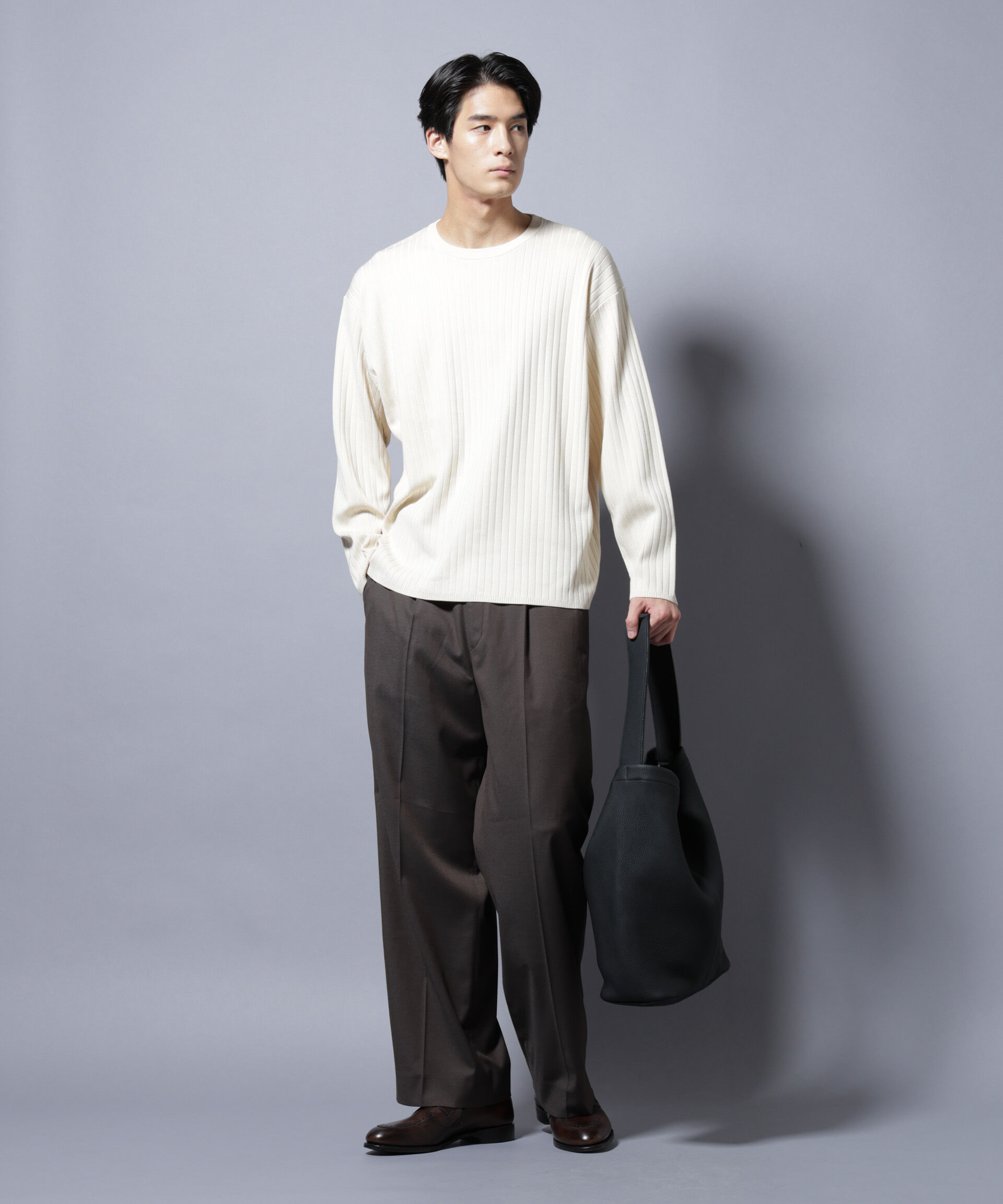 nano･universe「CICA&UVカット リブニットクルーネック」|ニット・セーター|