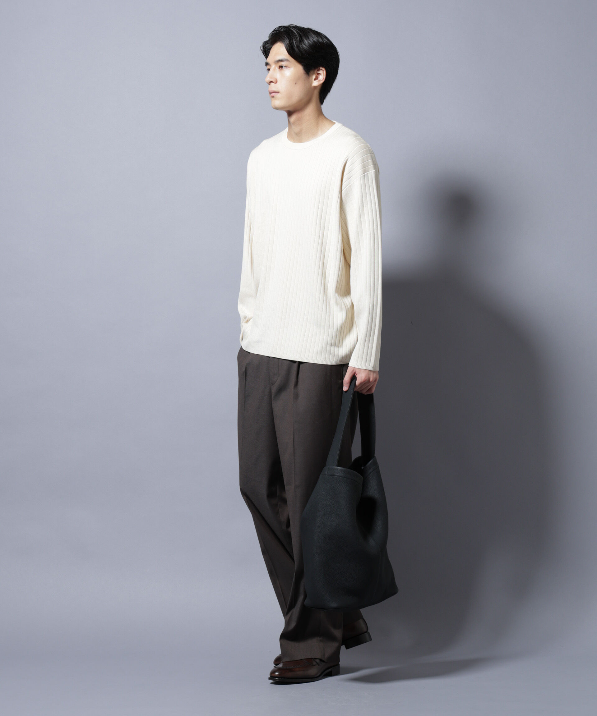 nano･universe「CICA&UVカット リブニットクルーネック」|ニット・セーター|