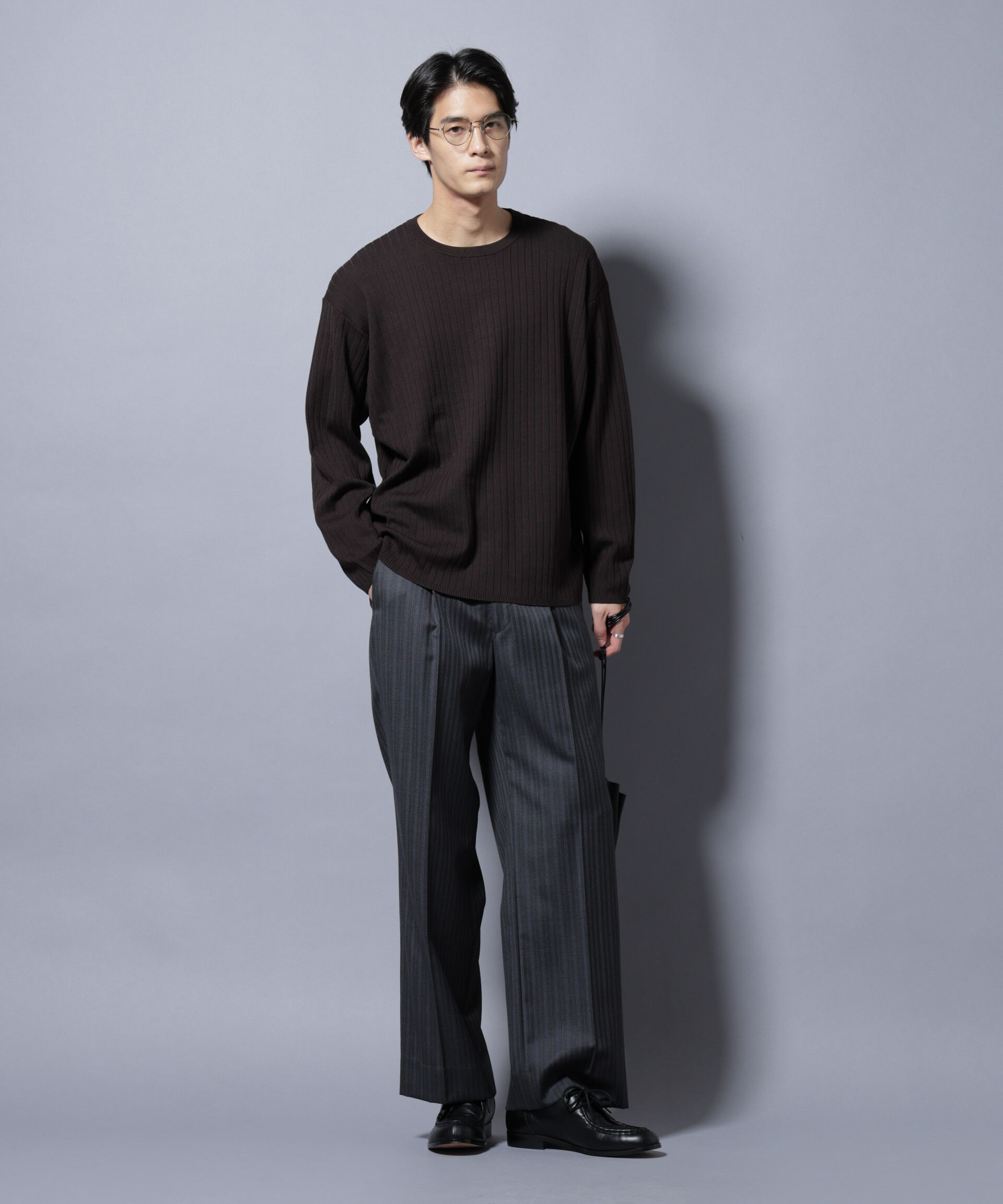 nano･universe「CICA&UVカット リブニットクルーネック」|ニット・セーター|