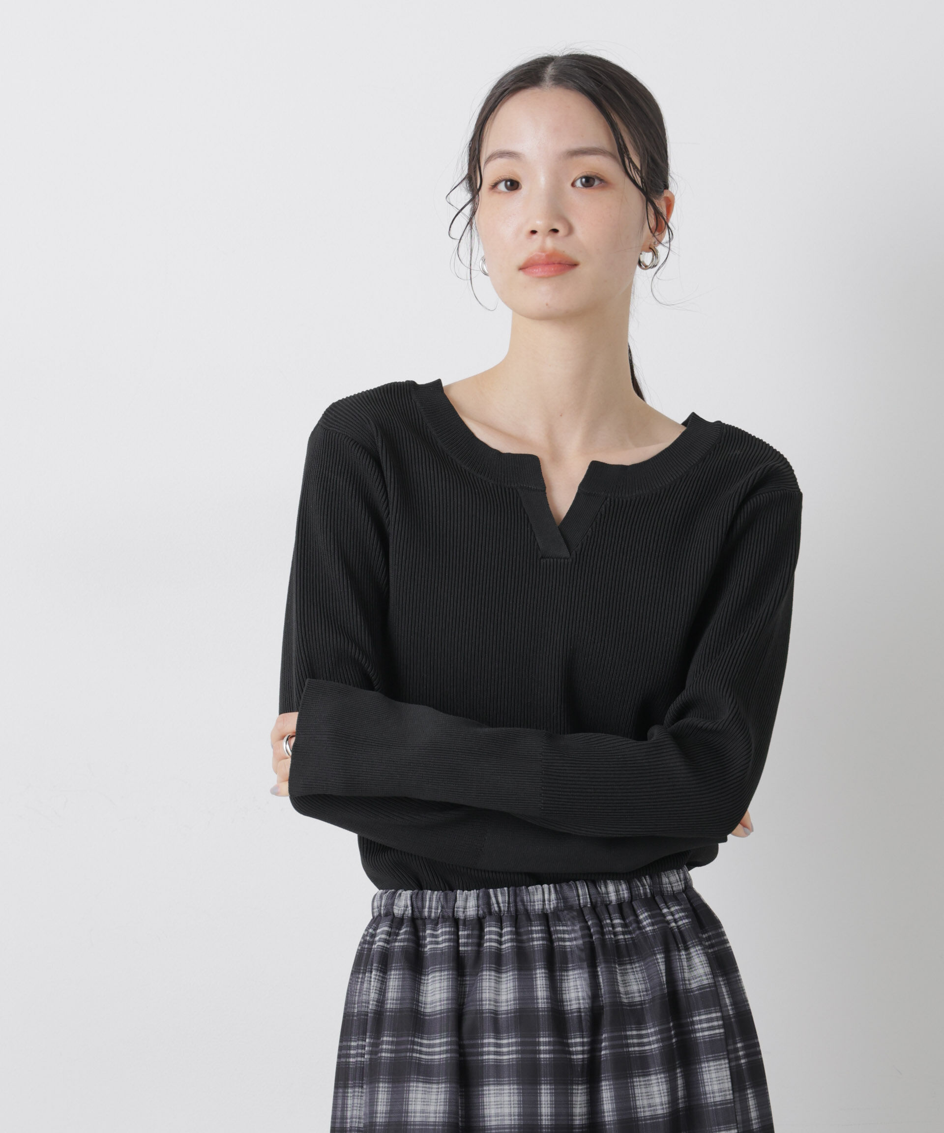 nano･universe「洗濯機洗い可スポンディッシュニット前後2wayトップス」|ニット・セーター|