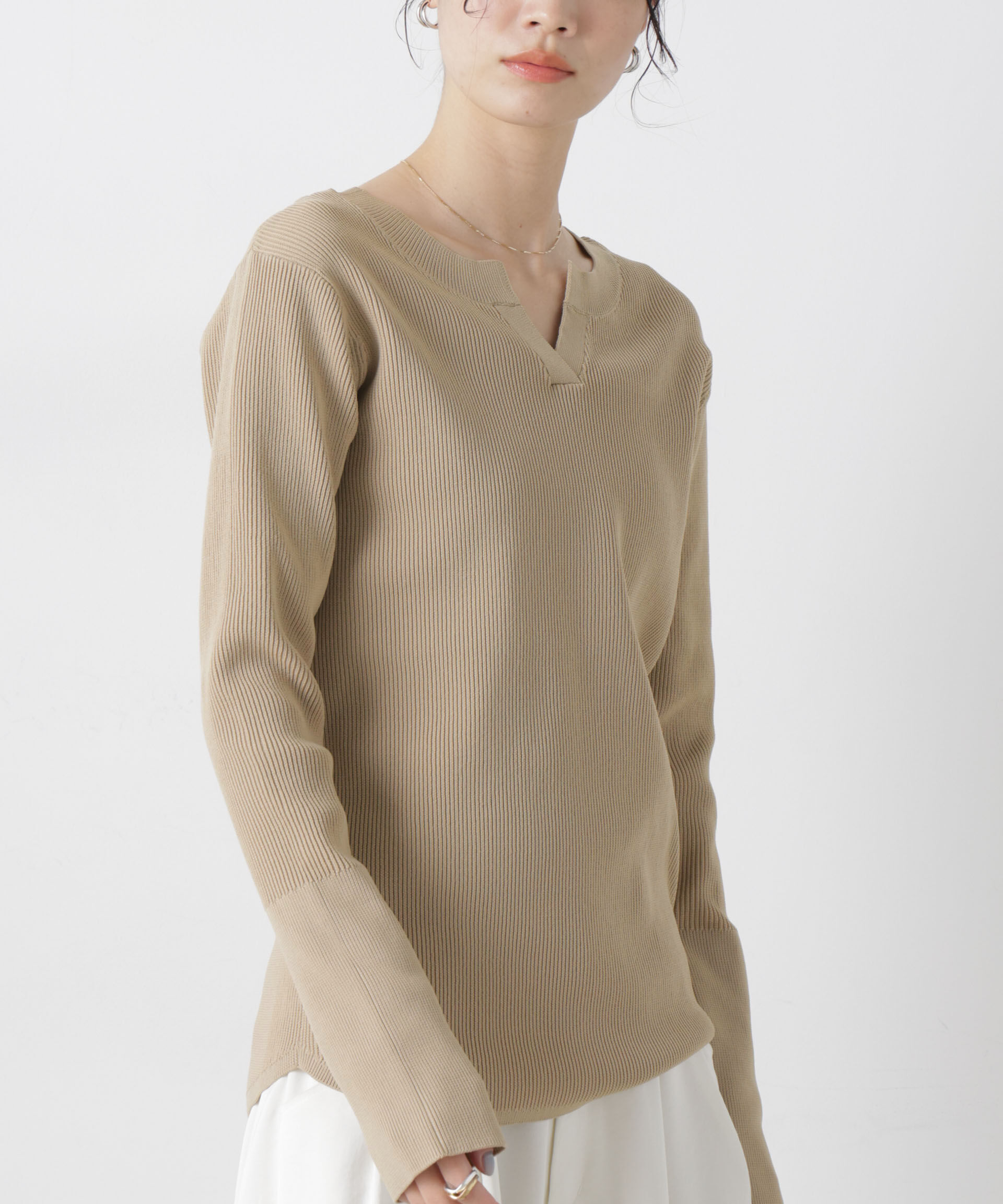 nano･universe「洗濯機洗い可スポンディッシュニット前後2wayトップス」|ニット・セーター|