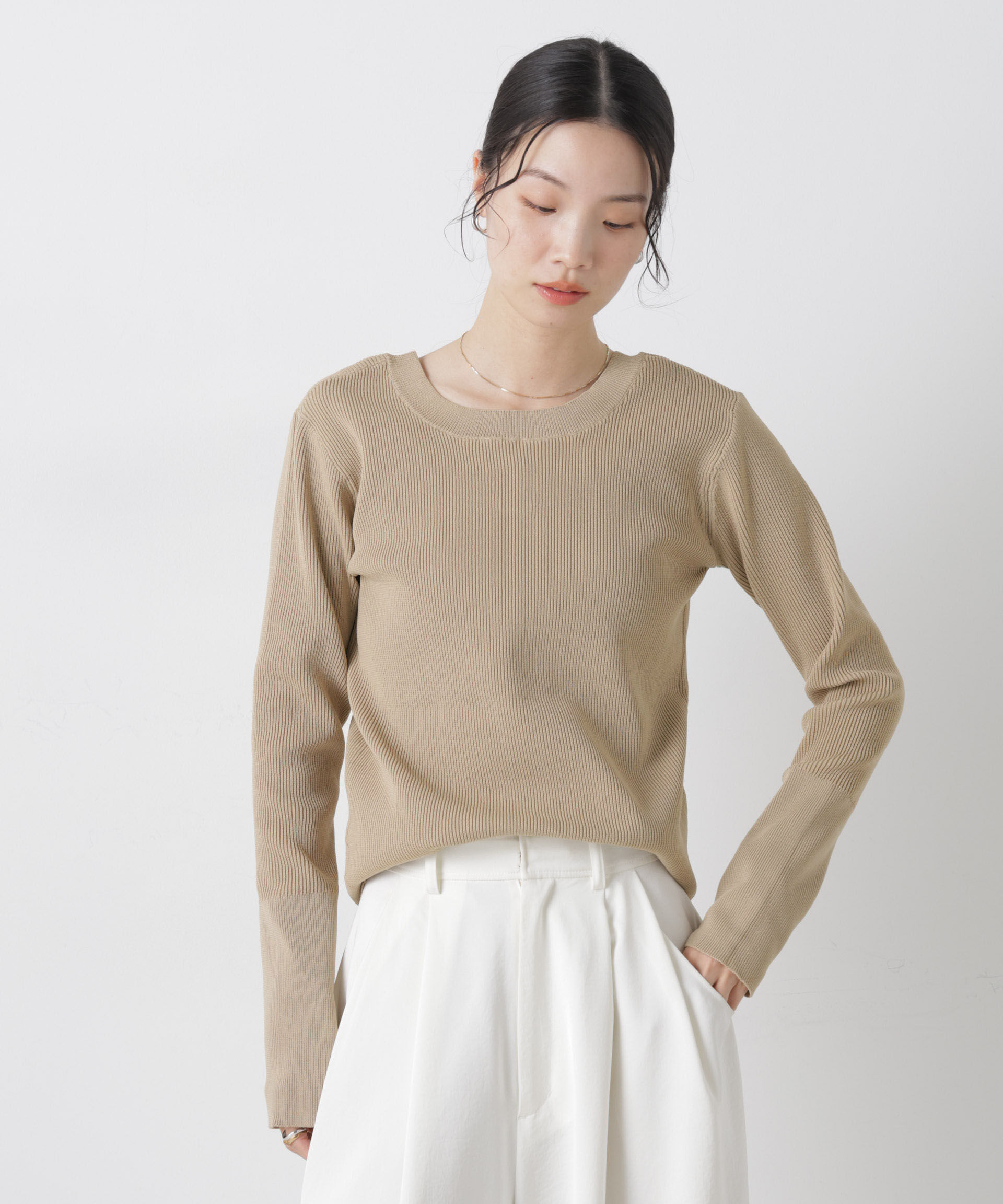 nano･universe「洗濯機洗い可スポンディッシュニット前後2wayトップス」|ニット・セーター|