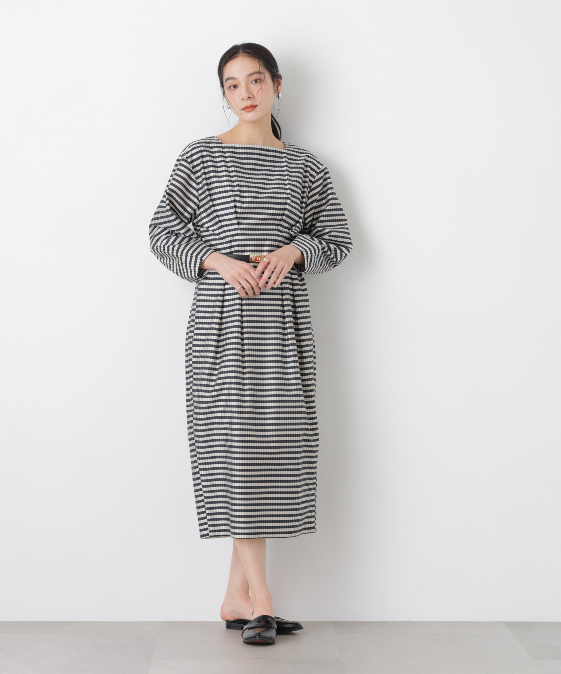 nano･universe「コンストラクテッドシェイプチェックワンピース」|ワンピース|