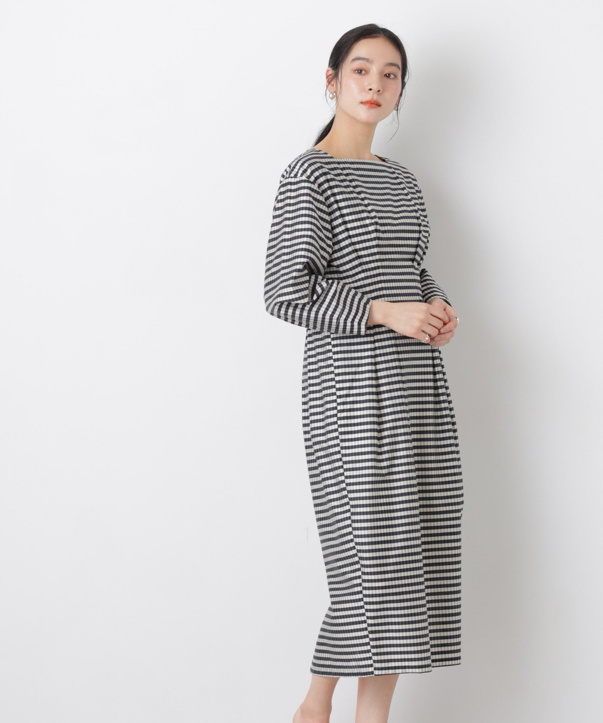 nano･universe「コンストラクテッドシェイプチェックワンピース」|ワンピース|
