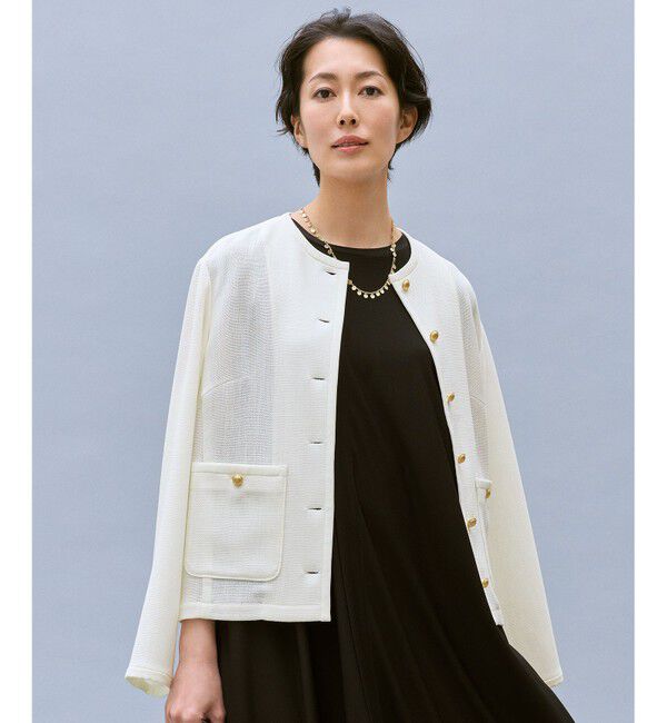 自由区「【カタログ掲載】ライトカラミノーカラー ジャケット」|ノーカラージャケット|オフ