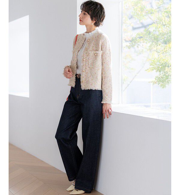 23区「【見上愛さん着用/新色追加/VERY掲載】ツイード ニット ジャケット」|ノーカラージャケット|