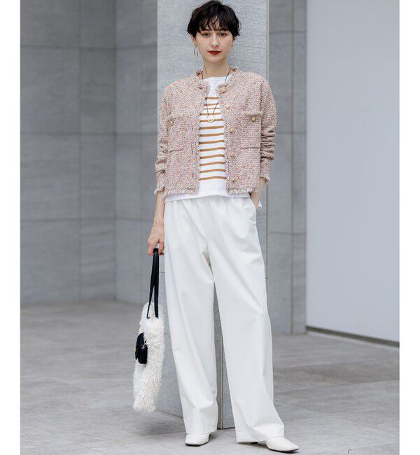 23区「【見上愛さん着用/新色追加/VERY掲載】ツイード ニット ジャケット」|ノーカラージャケット|