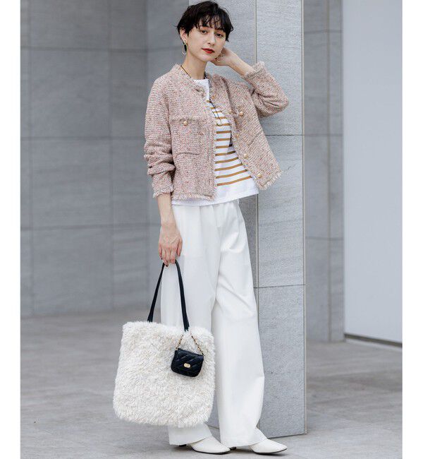 23区「【見上愛さん着用/新色追加/VERY掲載】ツイード ニット ジャケット」|ノーカラージャケット|