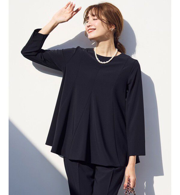 any SiS「【洗える】セレモニーダブルクロス ブラウス」|シャツ・ブラウス|ネイビー