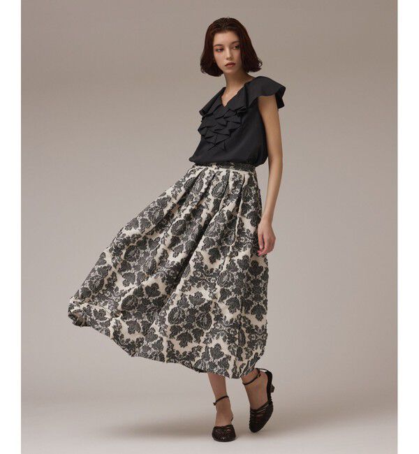 GRACE CONTINENTAL「ダマスクジャガードタックスカート」|スカート|