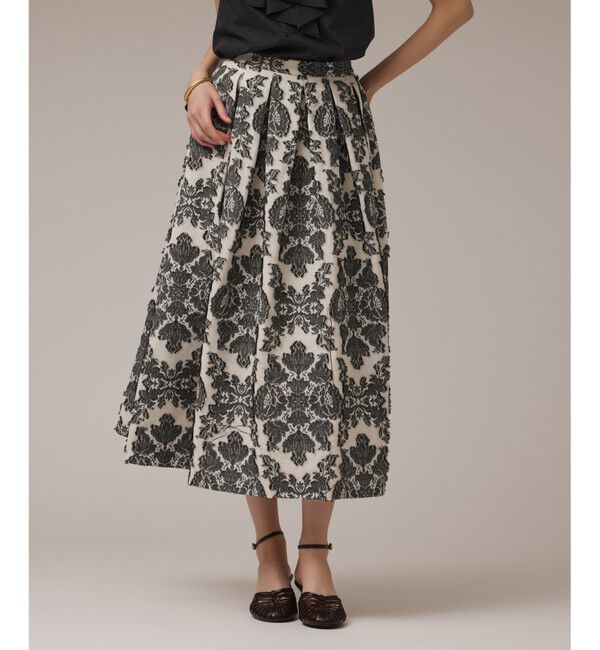 GRACE CONTINENTAL「ダマスクジャガードタックスカート」|スカート|