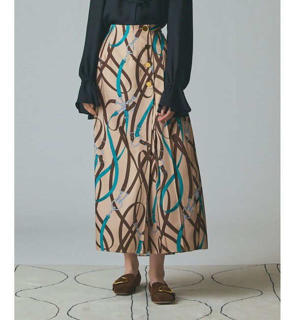 Grace Class「ベルトプリントアシメプリーツスカート」|スカート|ベージュ