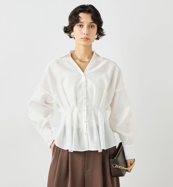 NOLLEY'S「ウォッシャブルパール釦スキッパータックブラウス」|シャツ・ブラウス|