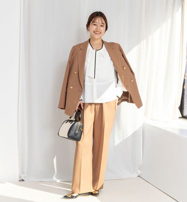 NOLLEY'S「《セットアップ対応》ウォッシャブルストレッチジョーゼットボウタイ風ペプラムブラウス」|シャツ・ブラウス|