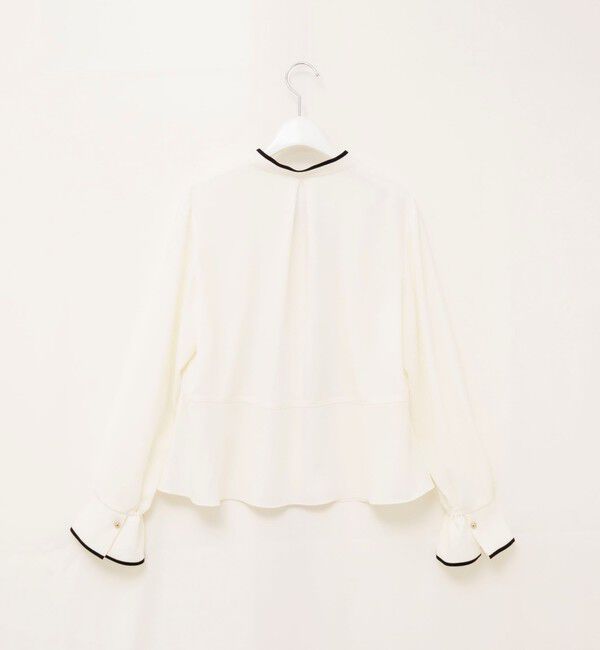 NOLLEY'S「《セットアップ対応》ウォッシャブルストレッチジョーゼットボウタイ風ペプラムブラウス」|シャツ・ブラウス|