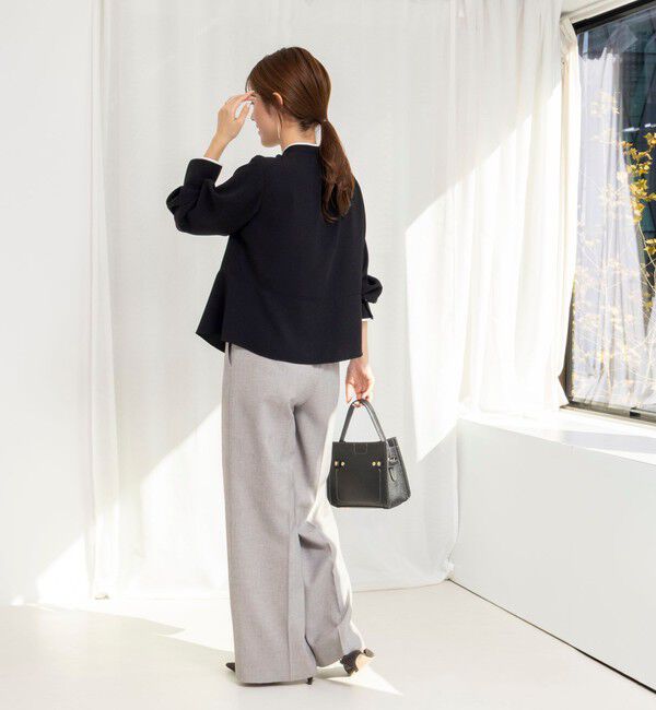 NOLLEY'S「《セットアップ対応》ウォッシャブルストレッチジョーゼットボウタイ風ペプラムブラウス」|シャツ・ブラウス|