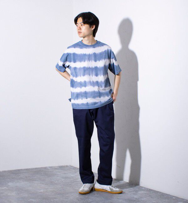 GLOSTER「【GLOSTER/グロスター】16/-綿天竺 タイダイ染め ボーダークルーネックTシャツ」|Tシャツ・カットソー|