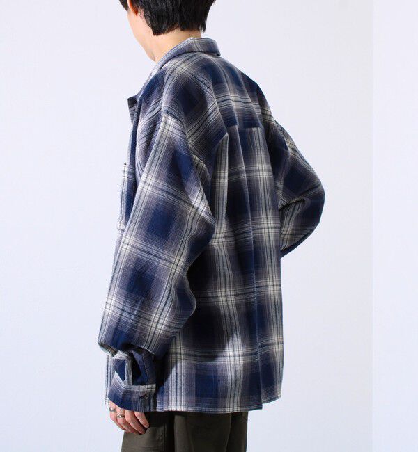 GLOSTER「【残暑にも快適なさらっとシャツ】ワッフルチェック ロングスリーブシャツ オンブレチェック」|シャツ・ブラウス|