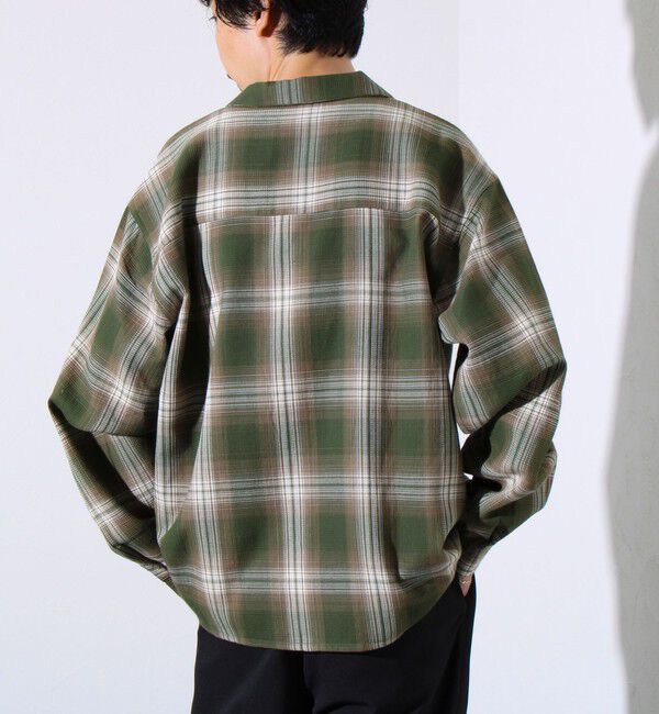 GLOSTER「【残暑にも快適なさらっとシャツ】ワッフルチェック ロングスリーブシャツ オンブレチェック」|シャツ・ブラウス|