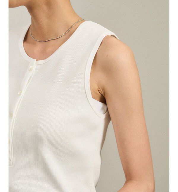 SALON adam et rope'「【WEB限定】プリマベールリブヘンリーネックノースリーブプルオーバー［UVケア・洗える］」|タンクトップ|