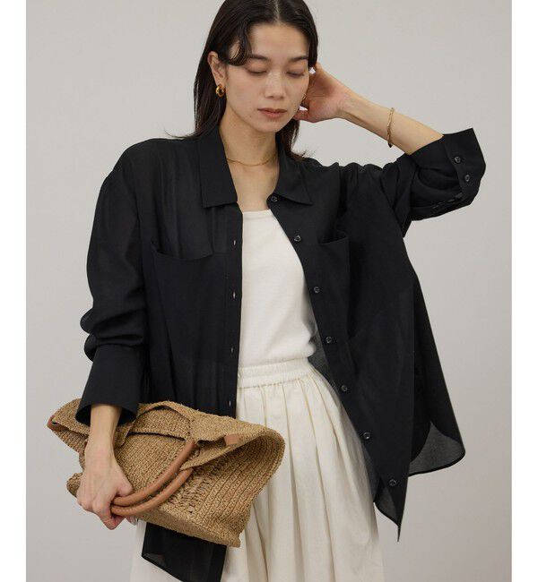 SALON adam et rope'「セミシアーシャツ / イージーケア」|シャツ・ブラウス|ブラック(01)