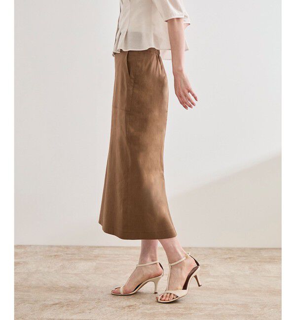 ROPE「【洗える】サテンリネン ポケット付きタイトスカート【34サイズ/J'aDoRe・店舗限定】/25SS」|スカート|