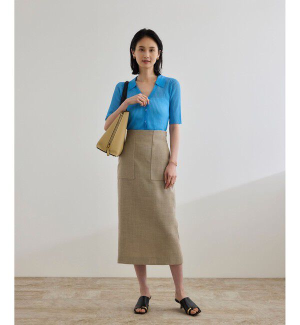 ROPE「【洗える】【WEB・一部店舗限定】シアーリブＶネックポロニット」|ニット・セーター|