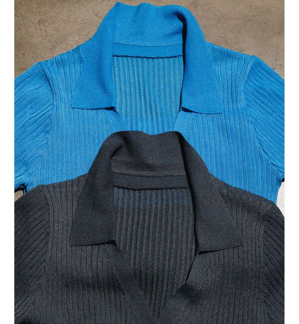 ROPE「【洗える】【WEB・一部店舗限定】シアーリブＶネックポロニット」|ニット・セーター|