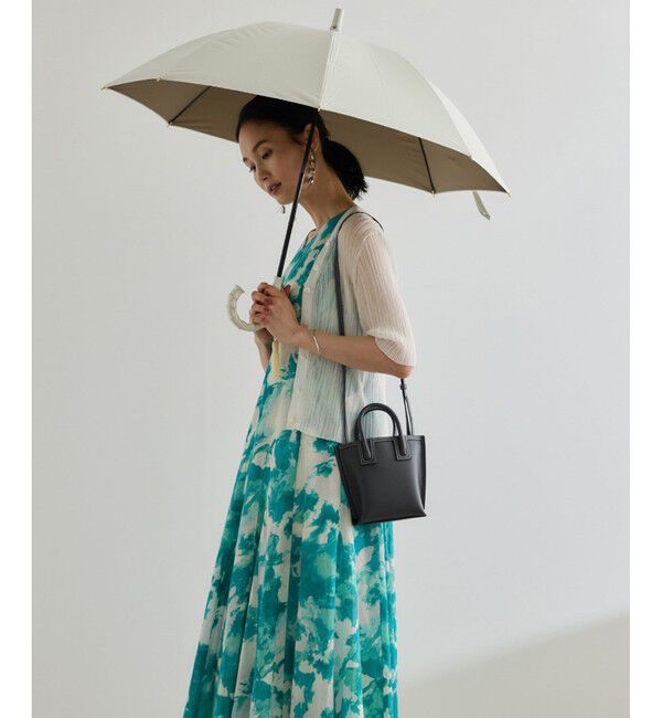 ROPE「【晴雨兼用・高機能】スライド式 ショートバンブーパラソル【UVカット/遮光・遮熱・防水効果】」|傘|オフホワイト(15)