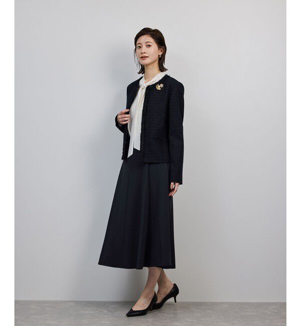 ROPE「トリアセダブルクロス ハイウエストフレアスカート/イージーケア・セットアップ対応・25AW」|スカート|